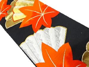 アンティーク　扇に紅葉模様織出し袋帯（材料）